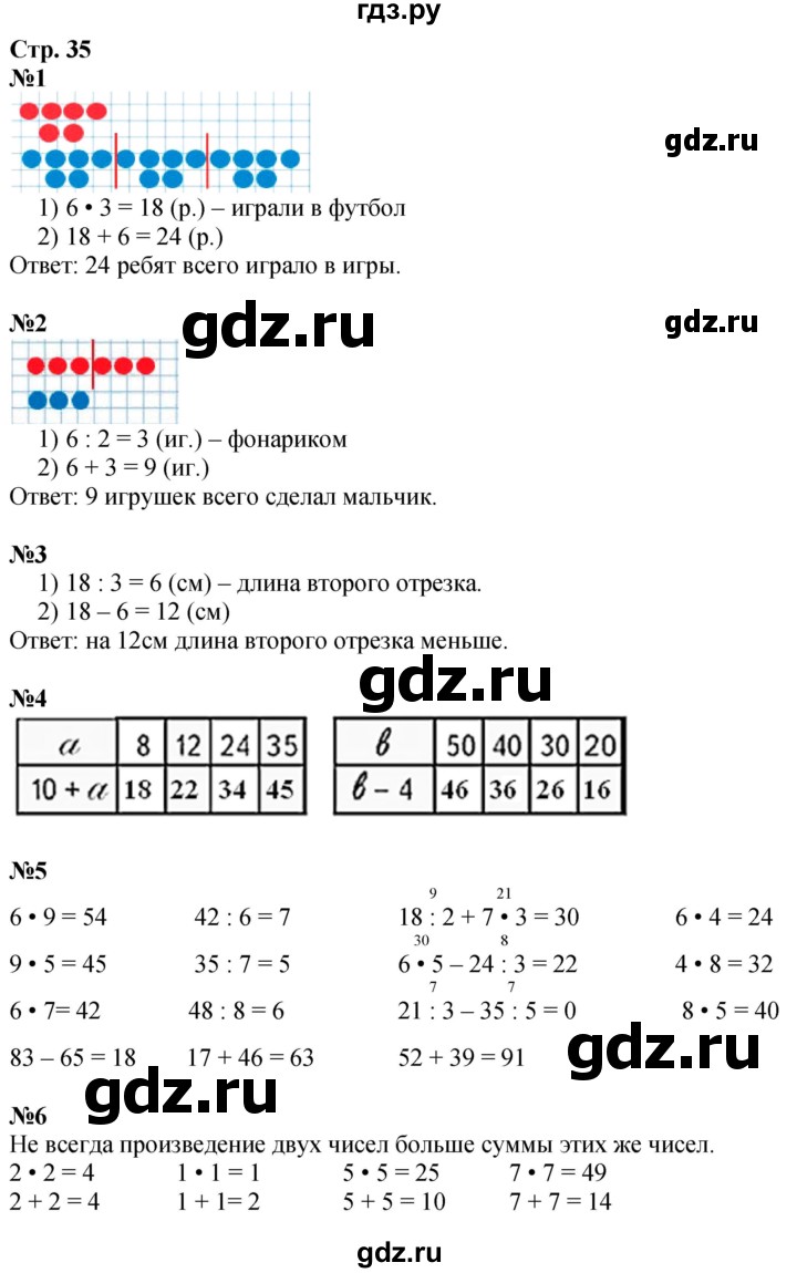 ГДЗ. Номера 1-7 - Страница 35 — Математика 3 класс Моро часть 1, Решебник 2023