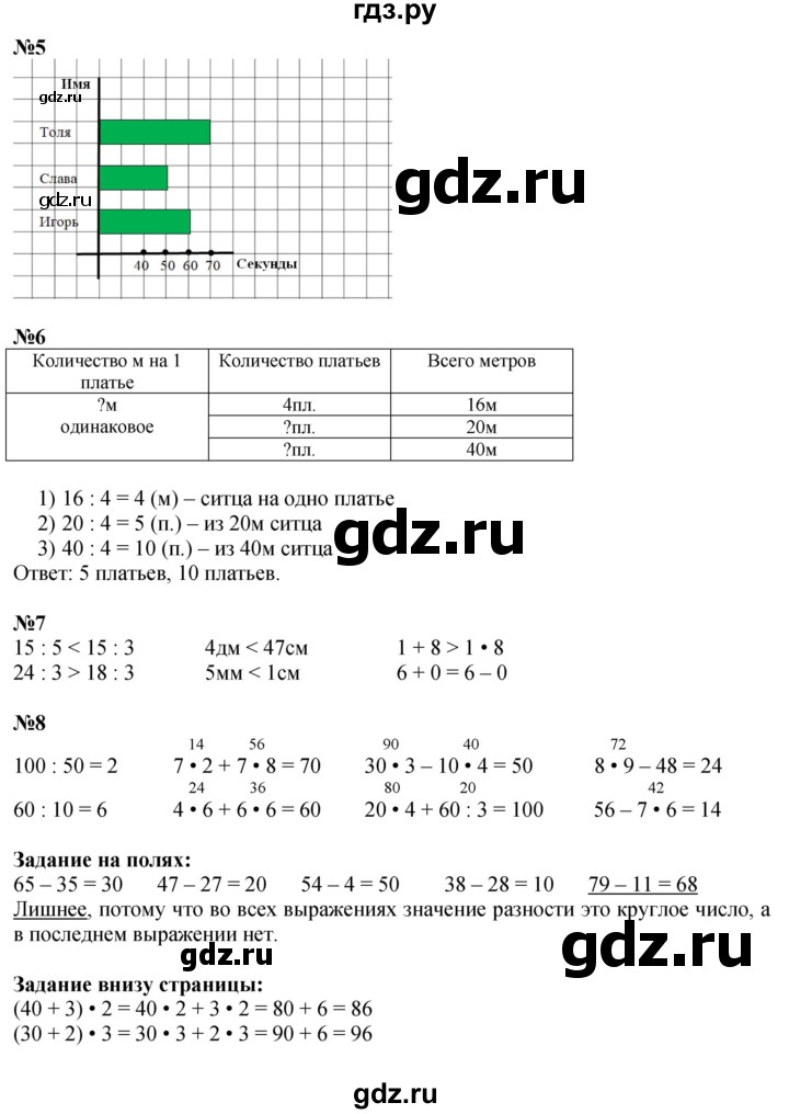 ГДЗ. Номера 1-8, Задание на полях - Страница 7 — Математика 3 класс Моро часть 2, Решебник 2023