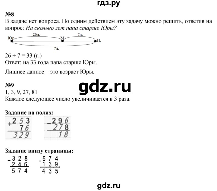 ГДЗ. Номера 1-9, Задание на полях - Страница 70 — Математика 3 класс Моро часть 2, Решебник 2023