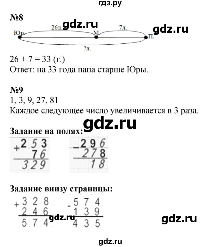 ГДЗ. Номера 1-9, Задание на полях - Страница 70 — Математика 3 класс Моро часть 2, Решебник 2015 №1