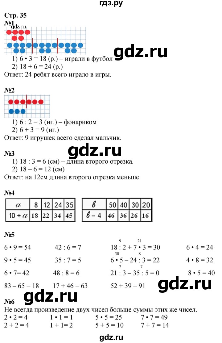 ГДЗ. Номера 1-7 - Страница 35 — Математика 3 класс Моро часть 1, Решебник 2026
