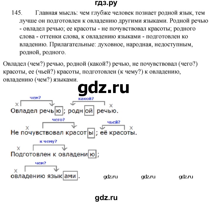 ГДЗ по русскому языку за 5 класс Ладыженская, Баранов, Тростенцова ответ на номер 145, Решебник 2021