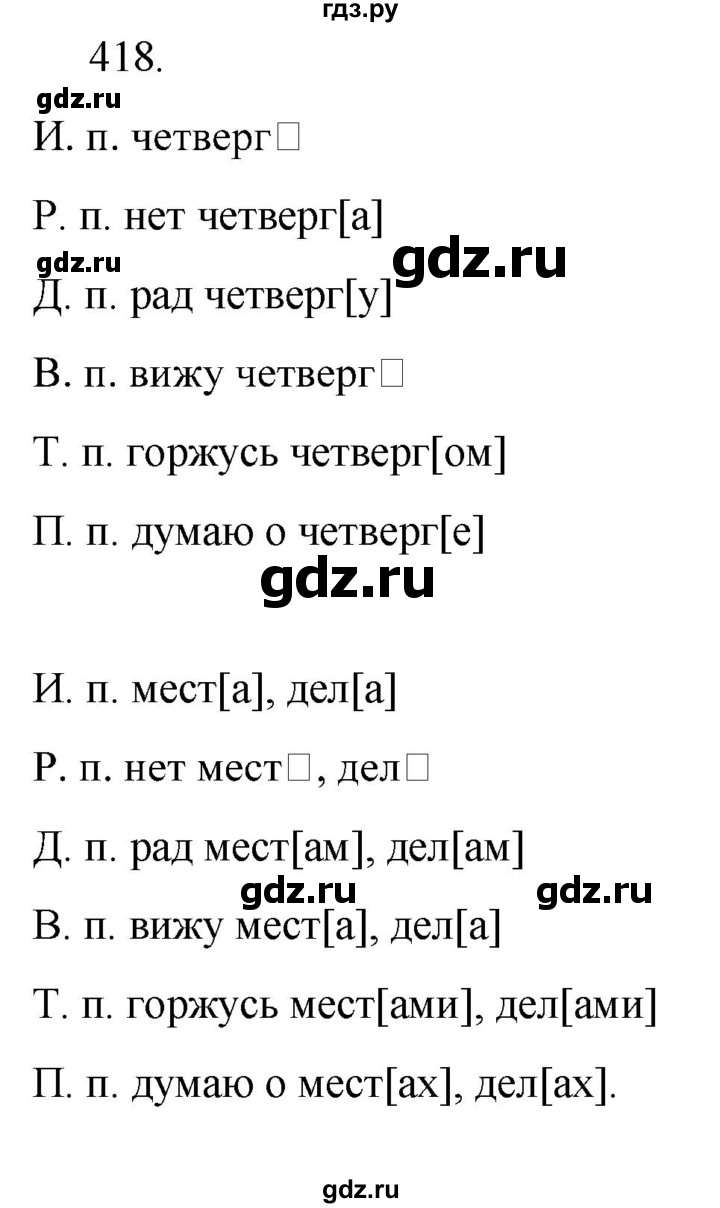 ГДЗ по русскому языку за 5 класс Ладыженская, Баранов, Тростенцова ответ на номер 418, Решебник 2021
