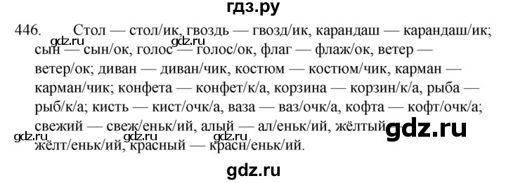 ГДЗ по русскому языку за 5 класс Ладыженская, Баранов, Тростенцова ответ на номер 446, Решебник 2021