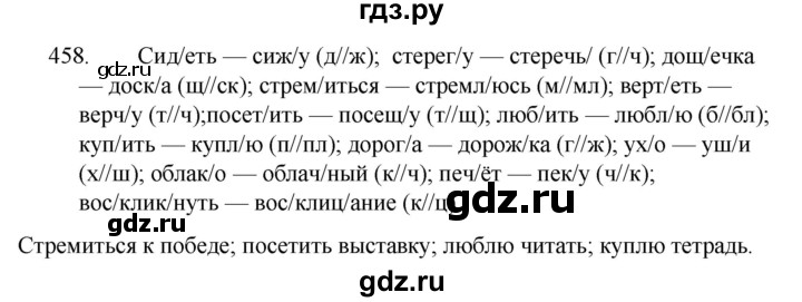 ГДЗ по русскому языку за 5 класс Ладыженская, Баранов, Тростенцова ответ на номер 458, Решебник 2021