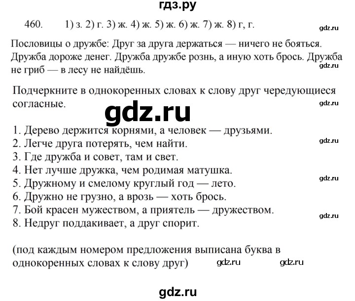 ГДЗ по русскому языку за 5 класс Ладыженская, Баранов, Тростенцова ответ на номер 460, Решебник 2021