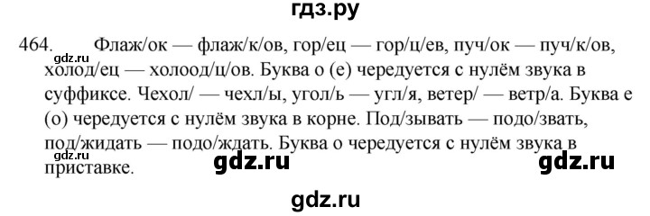 ГДЗ по русскому языку за 5 класс Ладыженская, Баранов, Тростенцова ответ на номер 464, Решебник 2021
