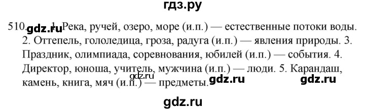 ГДЗ по русскому языку за 5 класс Ладыженская, Баранов, Тростенцова ответ на номер 510, Решебник 2021