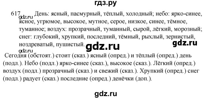 ГДЗ по русскому языку за 5 класс Ладыженская, Баранов, Тростенцова ответ на номер 617, Решебник 2021