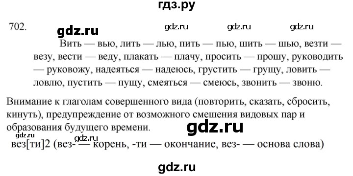 ГДЗ по русскому языку за 5 класс Ладыженская, Баранов, Тростенцова ответ на номер 702, Решебник 2021