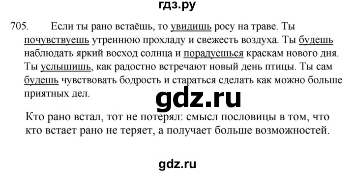 ГДЗ по русскому языку за 5 класс Ладыженская, Баранов, Тростенцова ответ на номер 705, Решебник 2021