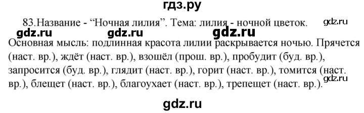 ГДЗ по русскому языку за 5 класс Ладыженская, Баранов, Тростенцова ответ на номер 83, Решебник 2021