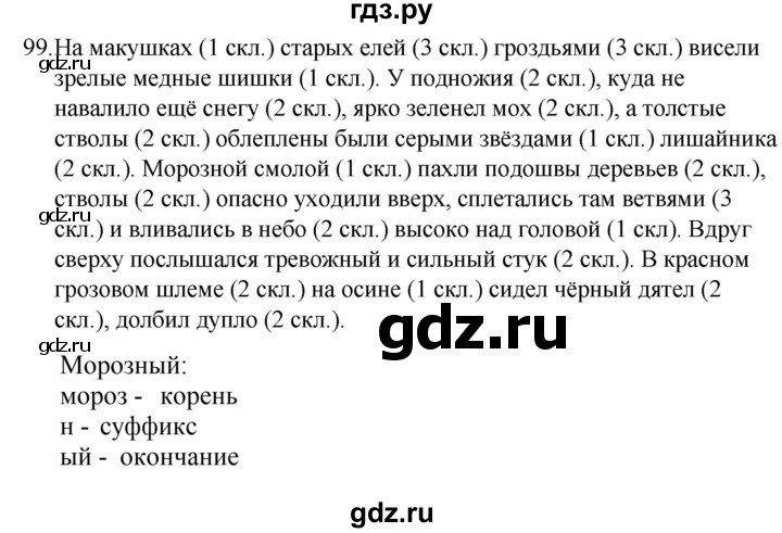 ГДЗ по русскому языку за 5 класс Ладыженская, Баранов, Тростенцова ответ на номер 99, Решебник 2021