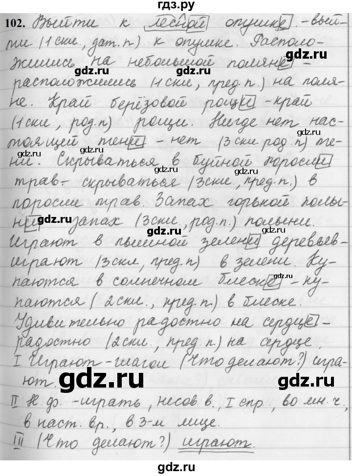 ГДЗ по русскому языку за 5 класс Ладыженская, Баранов, Тростенцова ответ на номер 102, Решебник №1 2019