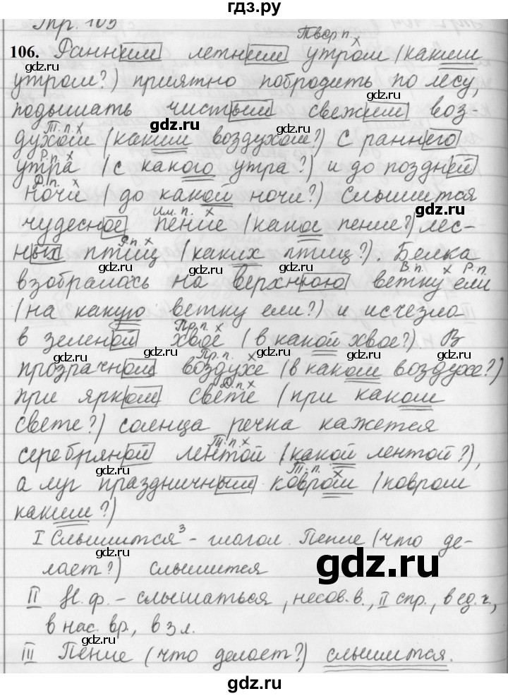ГДЗ по русскому языку за 5 класс Ладыженская, Баранов, Тростенцова ответ на номер106, Решебник №1 2019