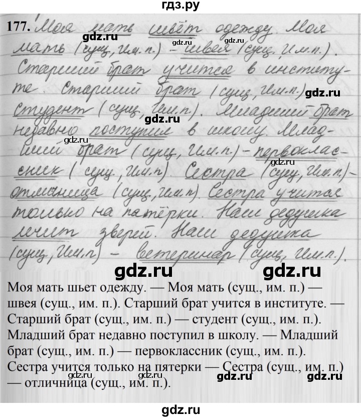 ГДЗ по русскому языку за 5 класс Ладыженская, Баранов, Тростенцова ответ на номер 177, Решебник №1 2019