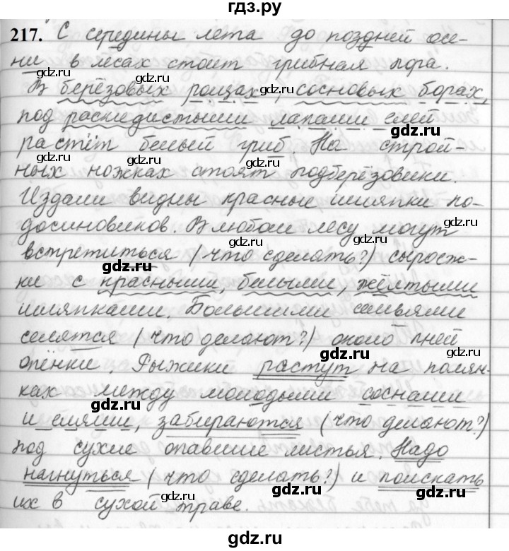 ГДЗ по русскому языку за 5 класс Ладыженская, Баранов, Тростенцова ответ на номер 217, Решебник №1 2019