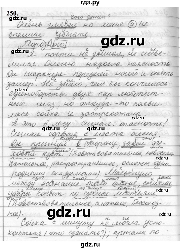 ГДЗ по русскому языку за 5 класс Ладыженская, Баранов, Тростенцова ответ на номер 250, Решебник №1 2019