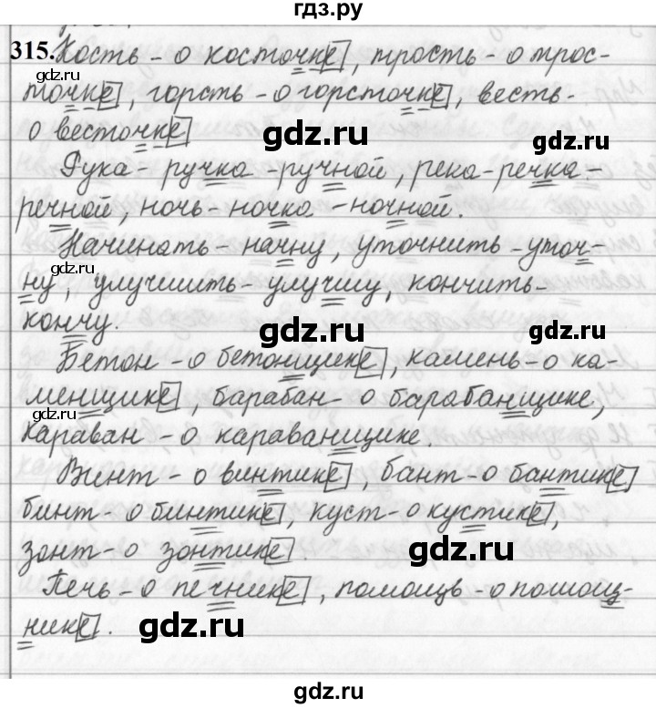 ГДЗ по русскому языку за 5 класс Ладыженская, Баранов, Тростенцова ответ на номер 315, Решебник №1 2019