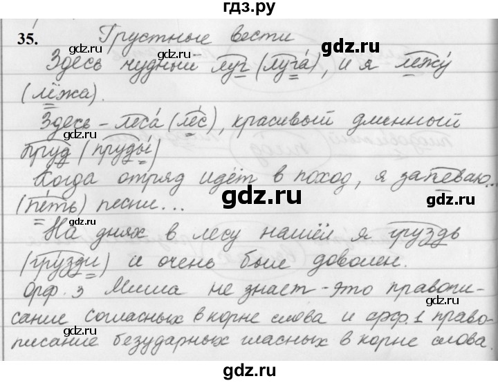 ГДЗ по русскому языку за 5 класс Ладыженская, Баранов, Тростенцова ответ на номер 35, Решебник №1 2019