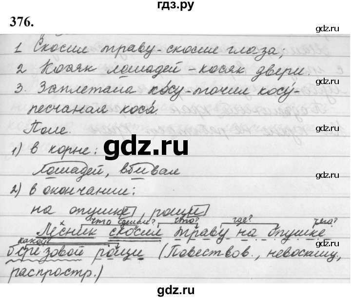 ГДЗ по русскому языку за 5 класс Ладыженская, Баранов, Тростенцова ответ на номер 376, Решебник №1 2019