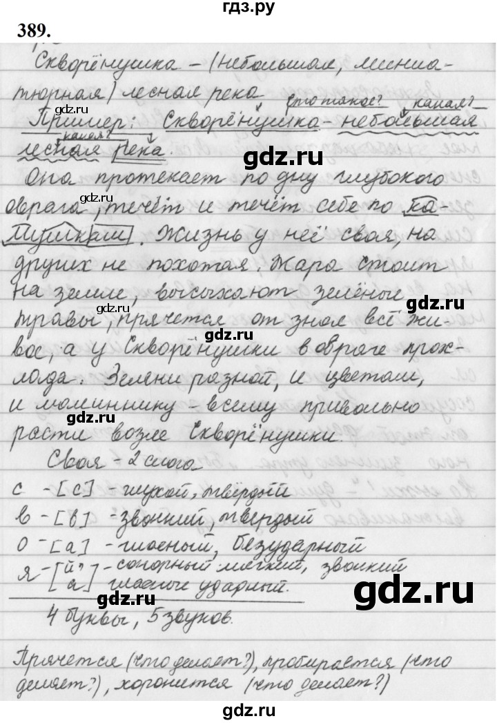 ГДЗ по русскому языку за 5 класс Ладыженская, Баранов, Тростенцова ответ на номер 389, Решебник №1 2019