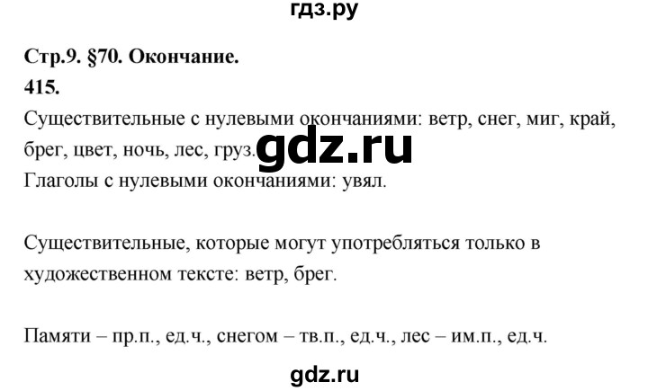 ГДЗ по русскому языку за 5 класс Ладыженская, Баранов, Тростенцова ответ на номер 415, Решебник №1 2019