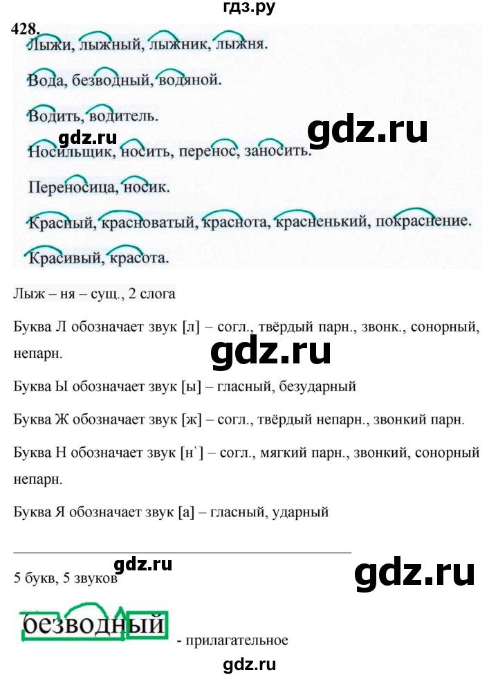 ГДЗ по русскому языку за 5 класс Ладыженская, Баранов, Тростенцова ответ на номер 428, Решебник №1 2019