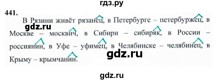 ГДЗ по русскому языку за 5 класс Ладыженская, Баранов, Тростенцова ответ на номер 441, Решебник №1 2019