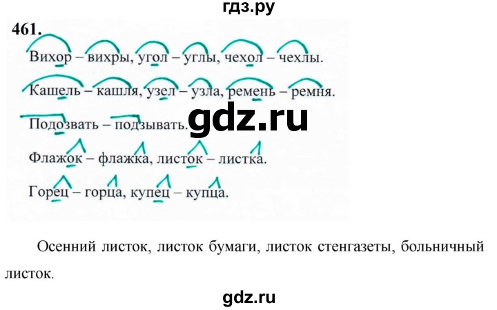 ГДЗ по русскому языку за 5 класс Ладыженская, Баранов, Тростенцова ответ на номер 461, Решебник №1 2019