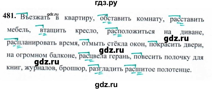 ГДЗ по русскому языку за 5 класс Ладыженская, Баранов, Тростенцова ответ на номер 481, Решебник №1 2019