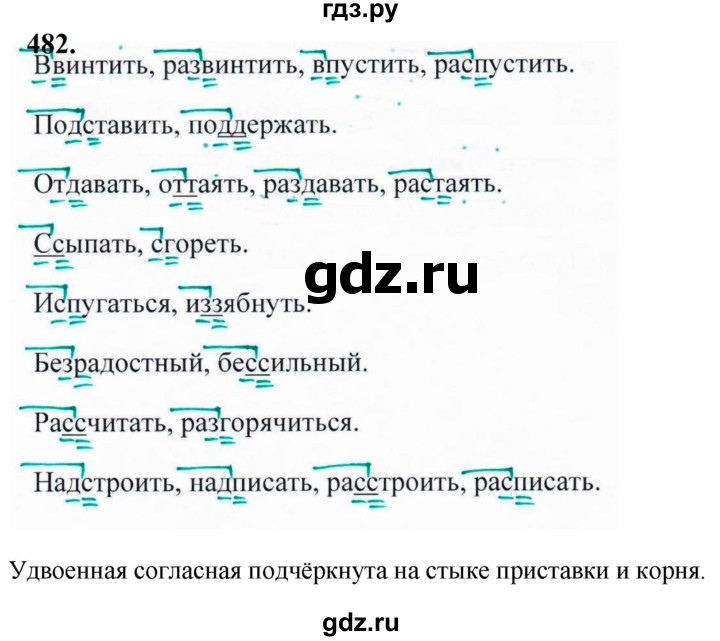 ГДЗ по русскому языку за 5 класс Ладыженская, Баранов, Тростенцова ответ на номер 482, Решебник №1 2019