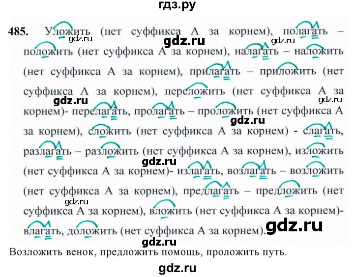 ГДЗ по русскому языку за 5 класс Ладыженская, Баранов, Тростенцова ответ на номер 485, Решебник №1 2019