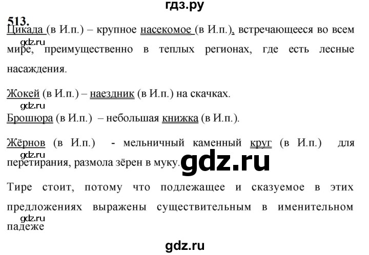 ГДЗ по русскому языку за 5 класс Ладыженская, Баранов, Тростенцова ответ на номер 513, Решебник №1 2019