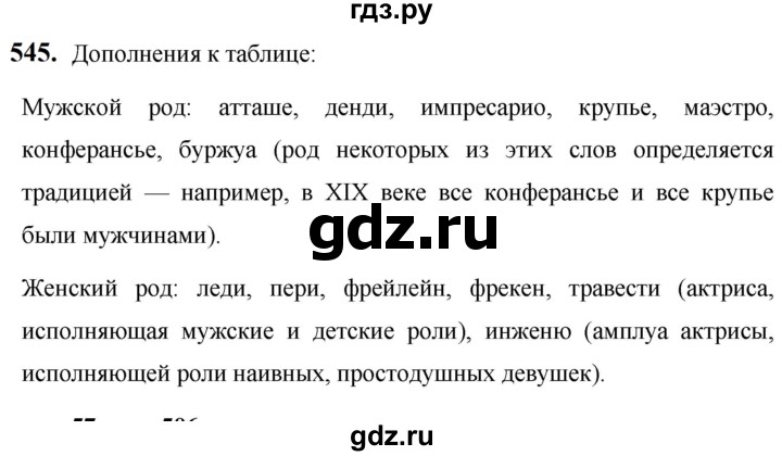ГДЗ по русскому языку за 5 класс Ладыженская, Баранов, Тростенцова ответ на номер 545, Решебник №1 2019