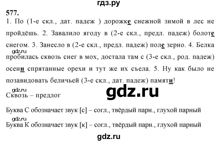 ГДЗ по русскому языку за 5 класс Ладыженская, Баранов, Тростенцова ответ на номер 577, Решебник №1 2019