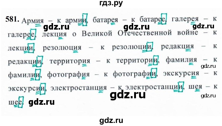 ГДЗ по русскому языку за 5 класс Ладыженская, Баранов, Тростенцова ответ на номер 581, Решебник №1 2019