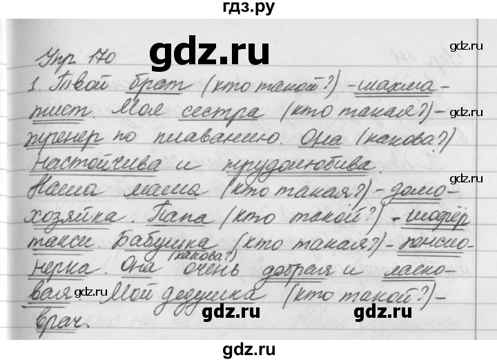 ГДЗ по русскому языку за 5 класс Ладыженская, Баранов, Тростенцова ответ на номер 170, Решебник 2016