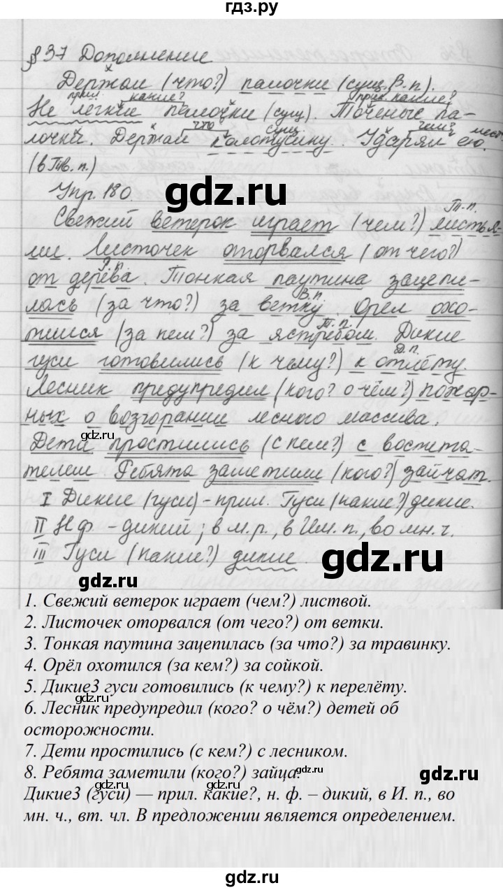 ГДЗ по русскому языку за 5 класс Ладыженская, Баранов, Тростенцова ответ на номер 180, Решебник 2016
