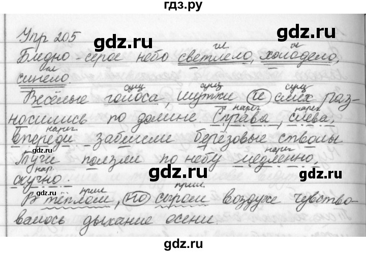 ГДЗ по русскому языку за 5 класс Ладыженская, Баранов, Тростенцова ответ на номер 205, Решебник 2016