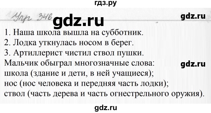 ГДЗ по русскому языку за 5 класс Ладыженская, Баранов, Тростенцова ответ на номер 346, Решебник 2016