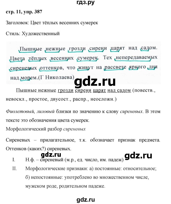 ГДЗ по русскому языку за 5 класс Ладыженская, Баранов, Тростенцова ответ на номер 387, Решебник 2016