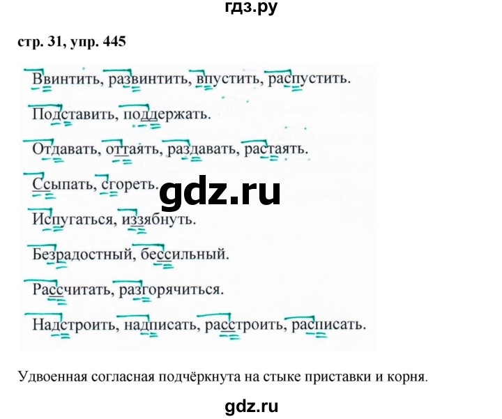 ГДЗ по русскому языку за 5 класс Ладыженская, Баранов, Тростенцова ответ на номер 445, Решебник 2016