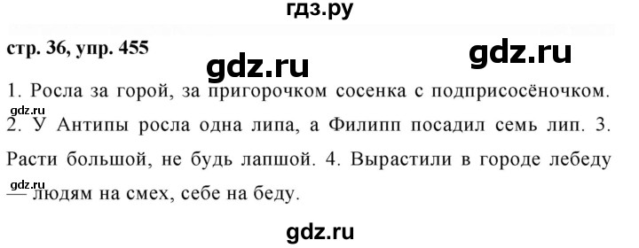 ГДЗ по русскому языку за 5 класс Ладыженская, Баранов, Тростенцова ответ на номер 455, Решебник 2016