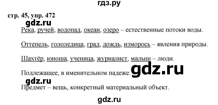 ГДЗ по русскому языку за 5 класс Ладыженская, Баранов, Тростенцова ответ на номер 472, Решебник 2016