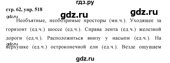 ГДЗ по русскому языку за 5 класс Ладыженская, Баранов, Тростенцова ответ на номер 518, Решебник 2016