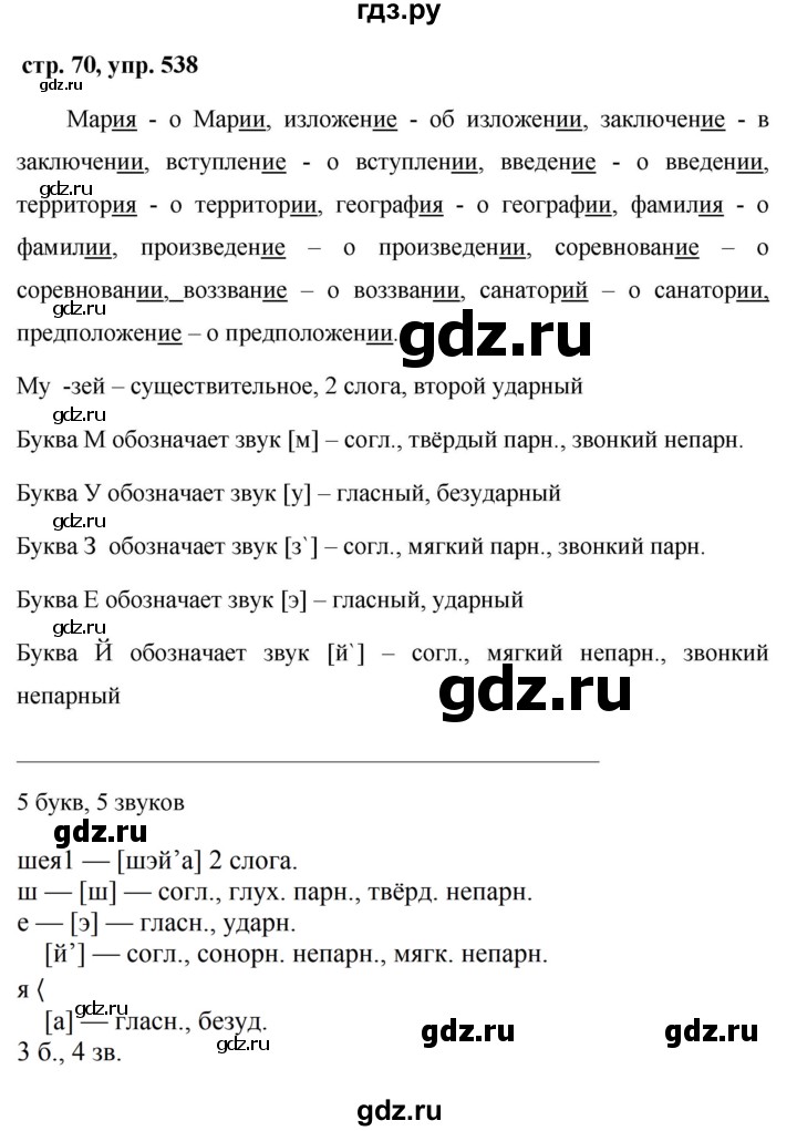ГДЗ по русскому языку за 5 класс Ладыженская, Баранов, Тростенцова ответ на номер 538, Решебник 2016