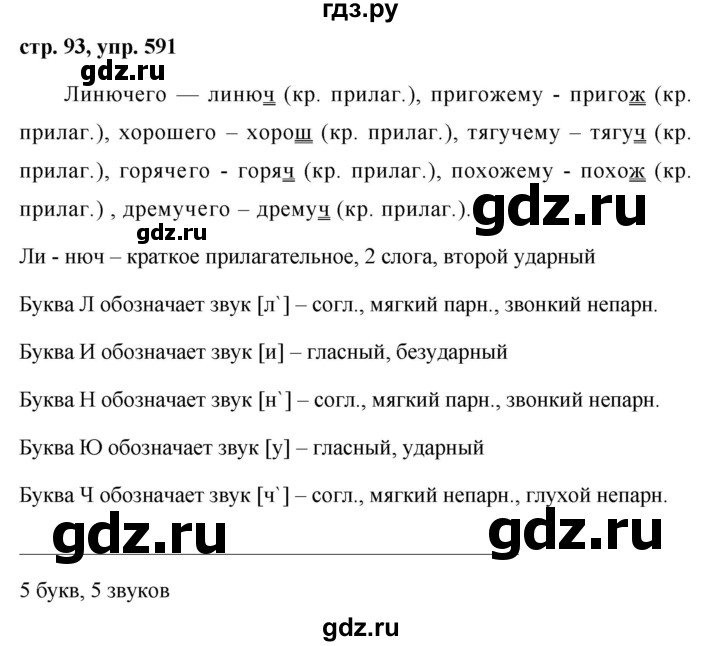 ГДЗ по русскому языку за 5 класс Ладыженская, Баранов, Тростенцова ответ на номер 591, Решебник 2016