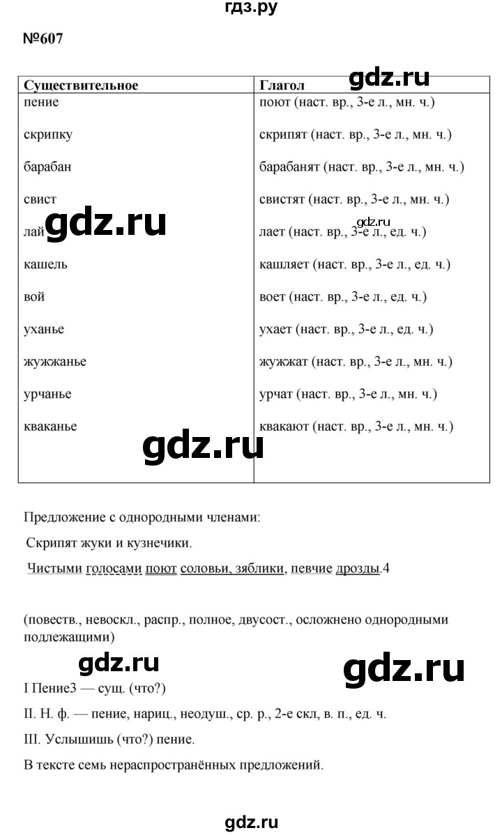 ГДЗ по русскому языку за 5 класс Ладыженская, Баранов, Тростенцова ответ на номер 607, Решебник 2016