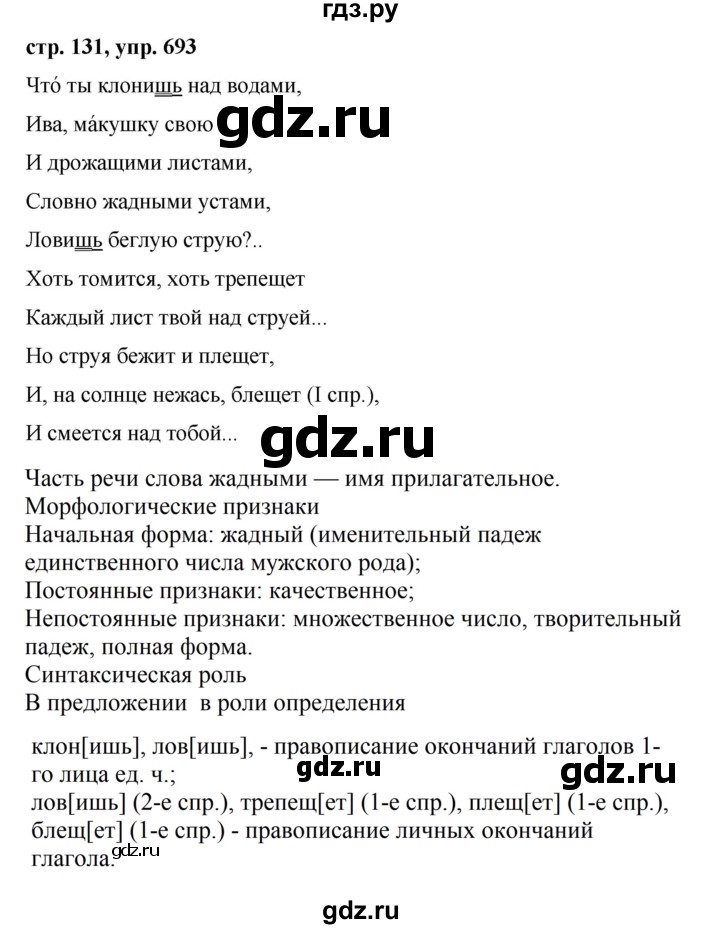 ГДЗ по русскому языку за 5 класс Ладыженская, Баранов, Тростенцова ответ на номер 693, Решебник 2016